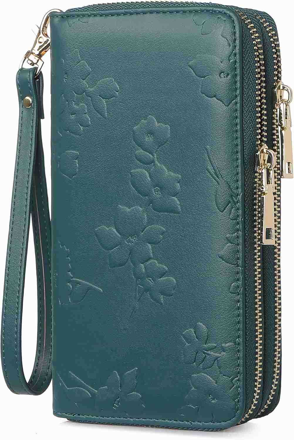 Womens Wallet RFID Blocking Large Capacity Leather Double Zip Wristlet Wallet CARD Phone Holder Ladies ClutchZ250910