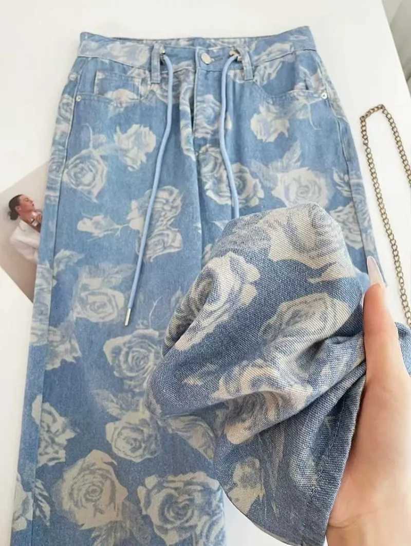 European and American high street straight tube slim women high waist jeans punk fashion popular drag pant casual wide leg pants Z250910