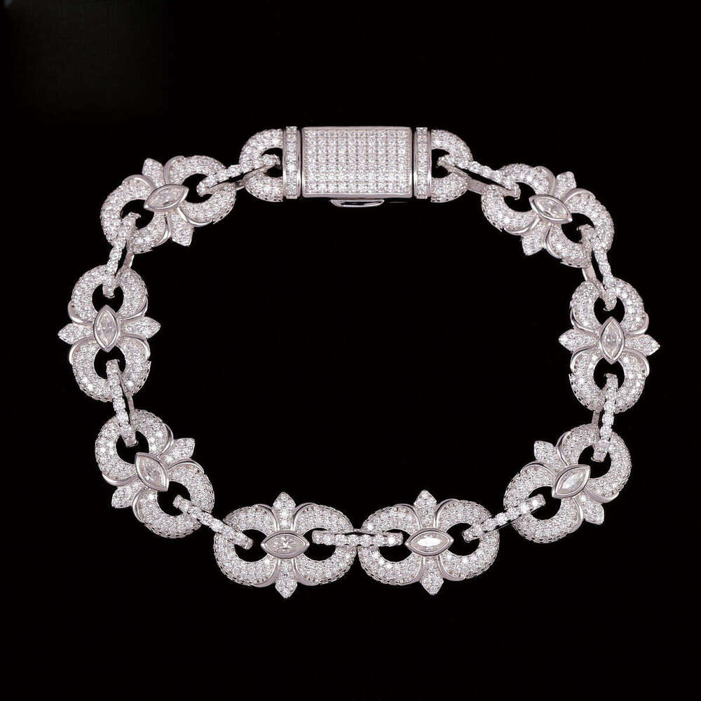 Fashion Style VVS Sterling Sier Dia Hip Hop Iced Out Moissanite Cuban Bracelet