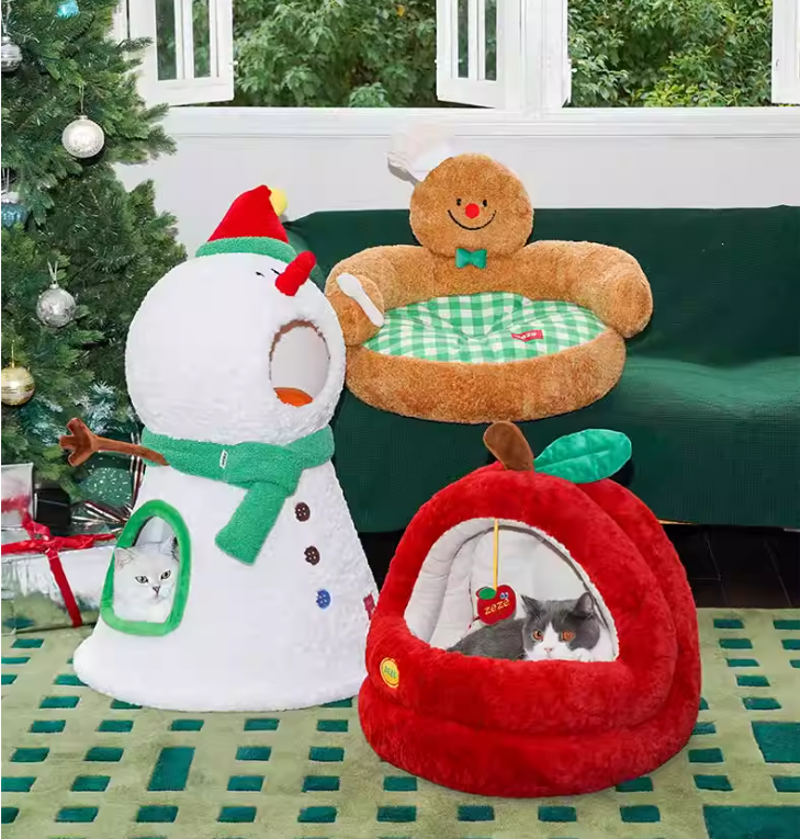 Warm Insulated Thicker Semi-Covered Feline Nest Year-Round Safe Shelter
