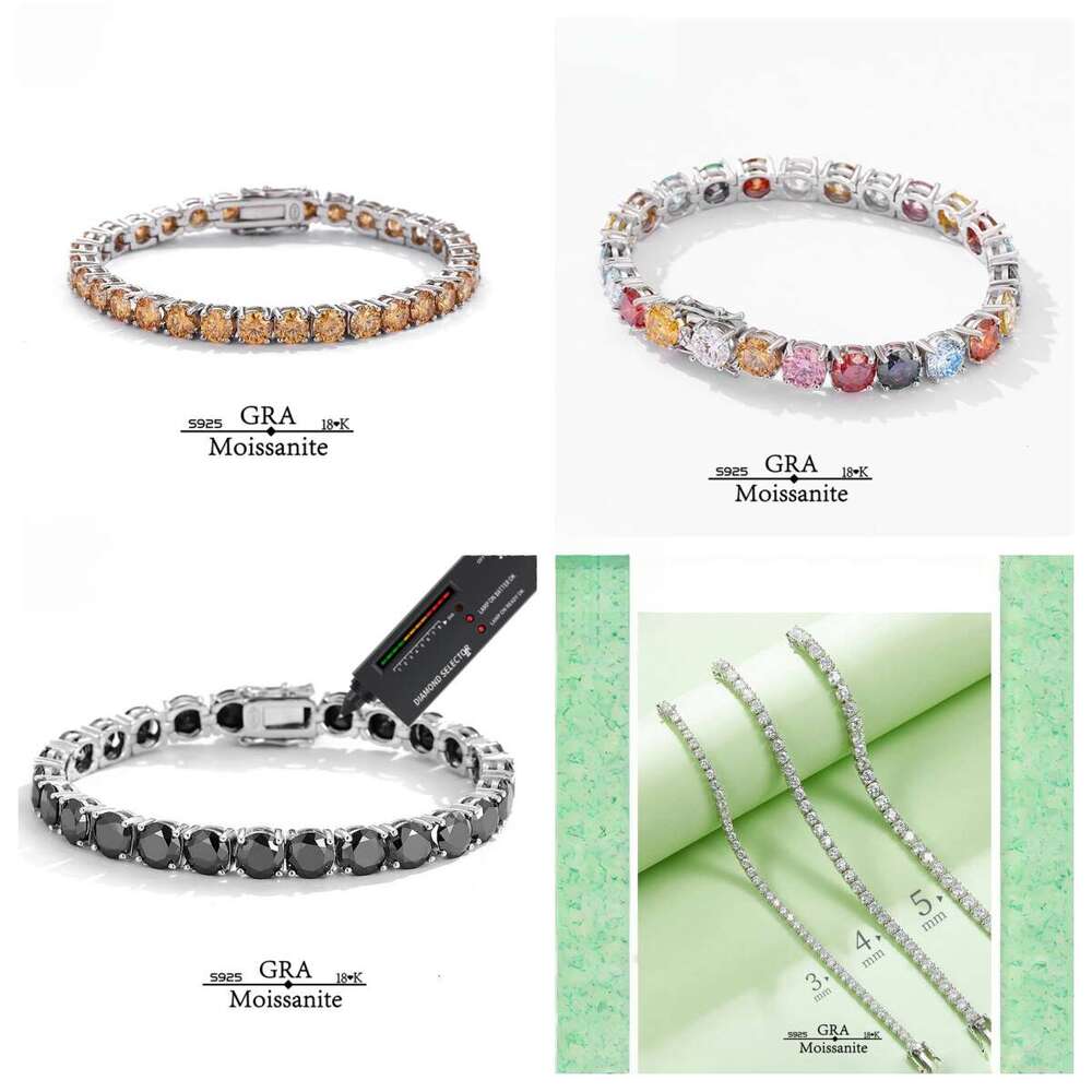 S Sier Green Dia Tennis Bracelet Both Men Women's Factory Wholesale Elegant Moissanite Bracelets Bangles