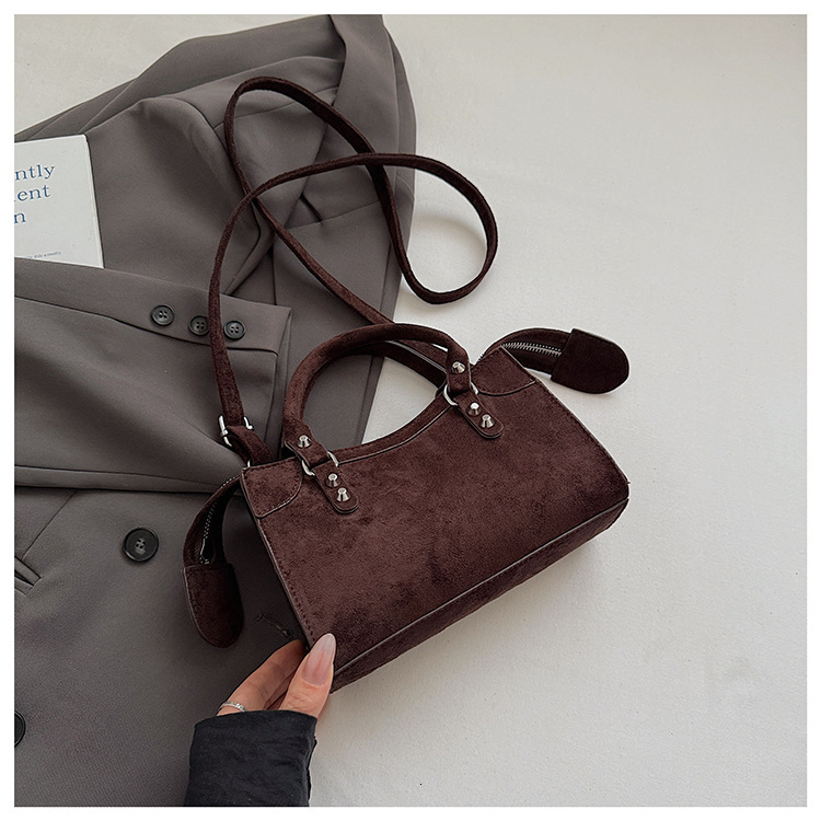 Free shipping designer Vintage Simple Fashion Suede Handbag Commuter Bag Small Square Bag Versatile High-end Feel Shoulder Bag Crossbody Bag