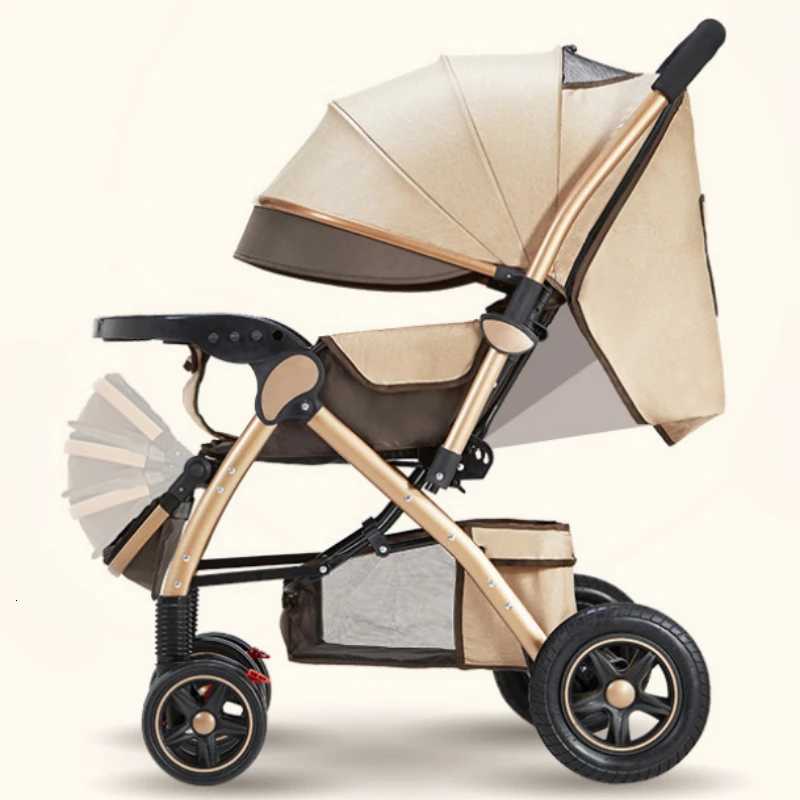 Fourwheel Strollers High Landscape Strollers Baby Car Trolley Pram Baby Carriage Foldable and Washable Multifunctional Stroller W250910