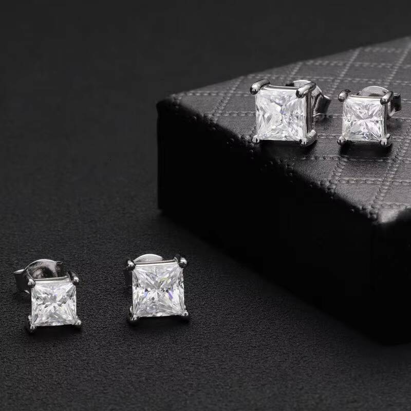 Cities Jewelry Wholesale18k Gold Plated 925 Sterling Silver 5a Cz Diamond Mens Earring Stud Earrings for Men