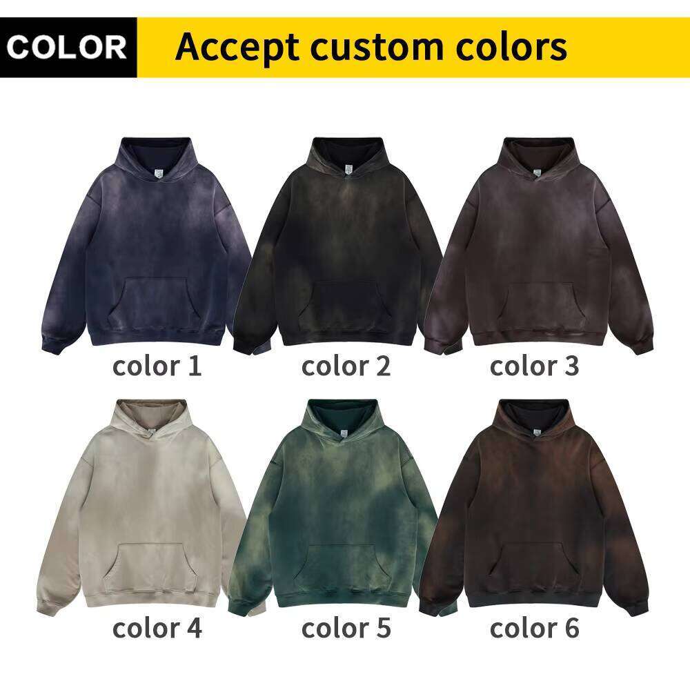 High Quality Oversized Men's Hoodie Washed Sweatshirt Screen Printing Embroidery