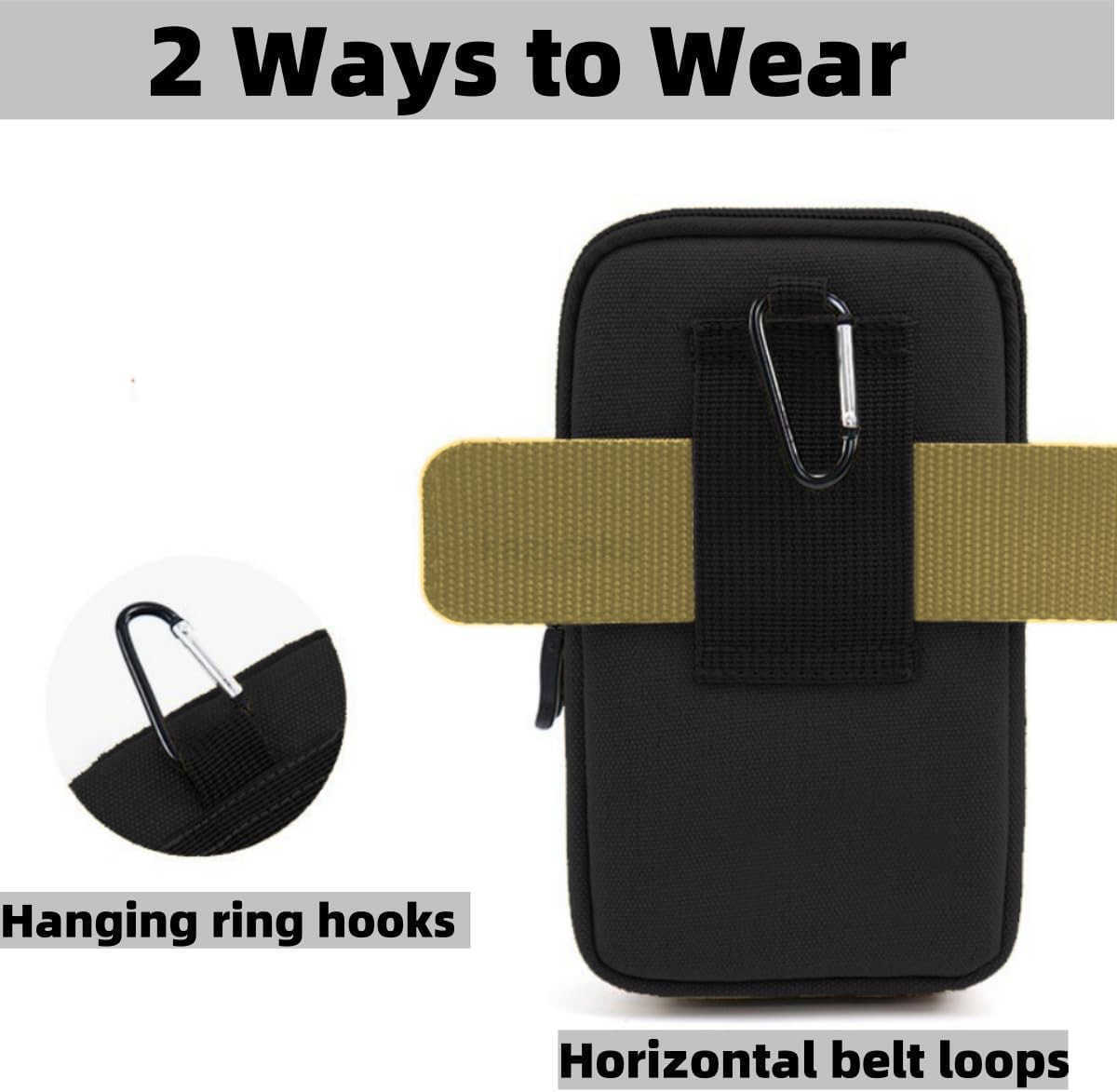 Phone Holster Pouce with Dual Case Bag for iPhone 16 15 14 13 12 11 Plus pro max Cell Phone Holder for Men Belt Tactical Holster Pouch Black Z250910