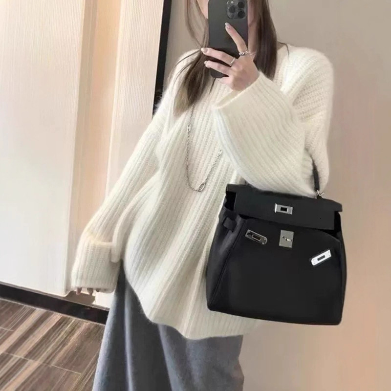 2025 Autumn/Winter design New Solid Color Soft Style Soft Jacket Loose Fashion Knitted Sweater Lazy Style Designer Women's Coat