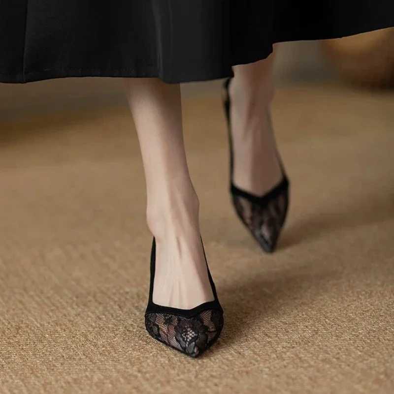 2024 new spring lace hollow mesh pointed high heels sexy shallow mouth womens shoes Versatile pumps W250910