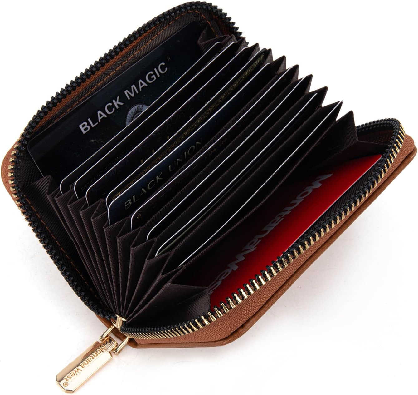West Rfid Card Holder For Women Compact CARD Case Small Card Wallet with Zipper For Female Ladies Lightweight Easy to CarryZ250910