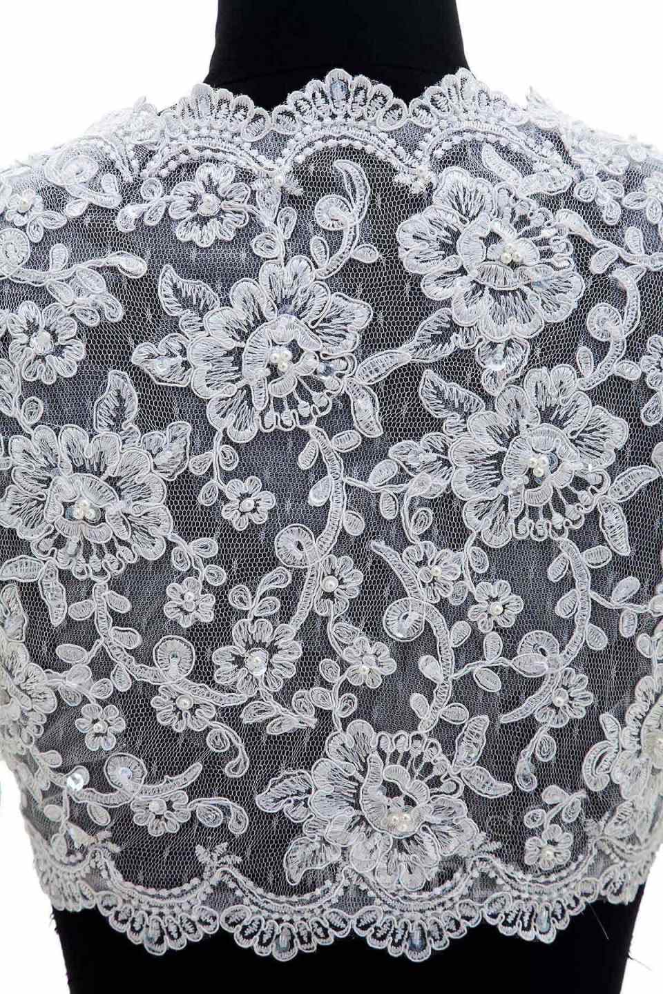New Arrive White Ivory Bridal Bolero Lace Appliques Wedding Accessories Bridal Wraps Jackets Front Open Long Sleeve Customized