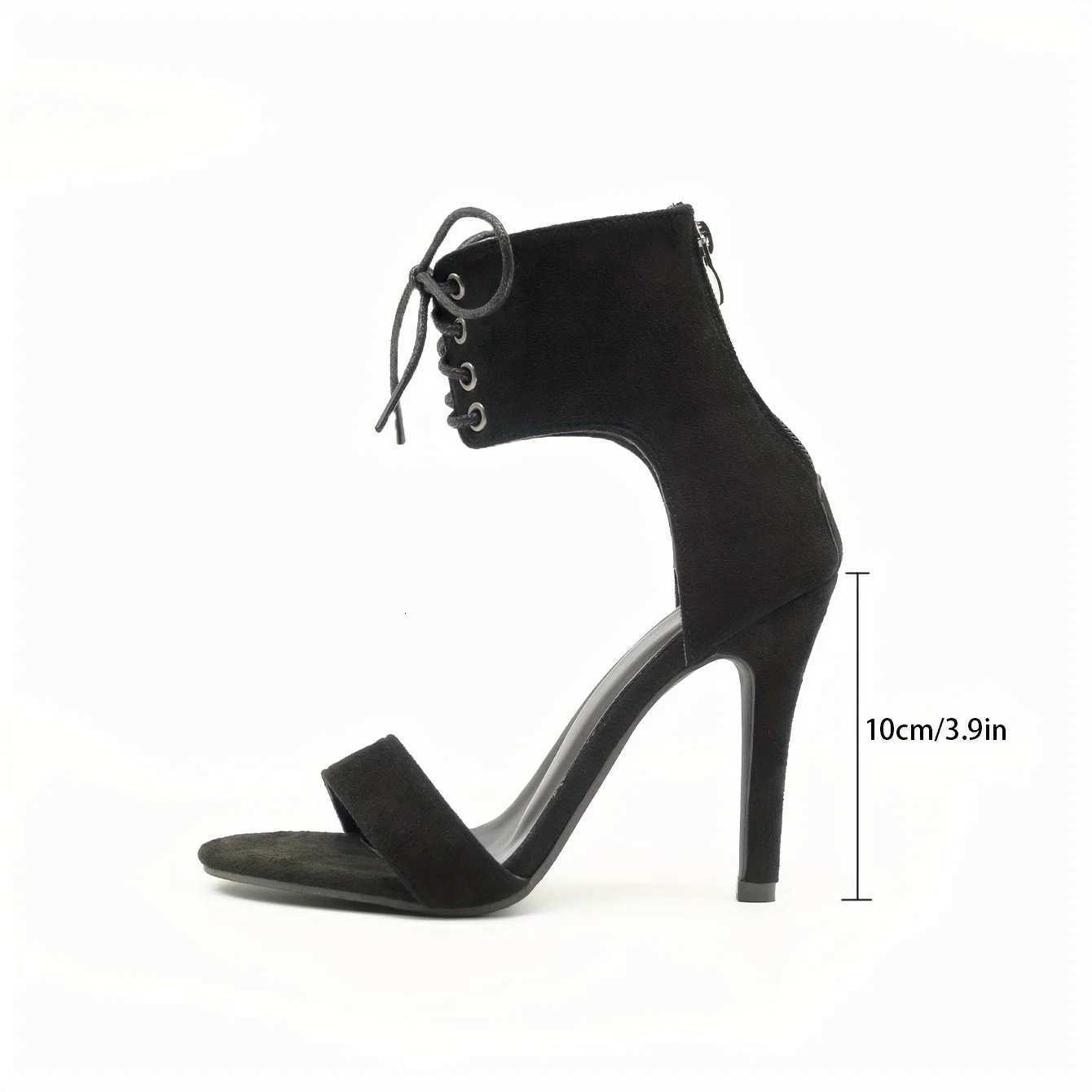 2024 Sexy Open Toe Lace Hollow Cross Sandals for Womens Roman Shoes Side Zipper Thin High Heels Cool New Designer pumps W250910