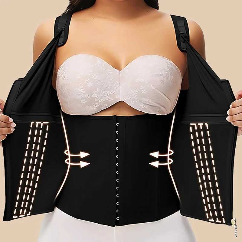Womens Shapewear Vest 17 Steel Boned Waist Tummy Control 3Row Hooks Zipper Belly Cincher Body Shaper Fajas Colombian W250910