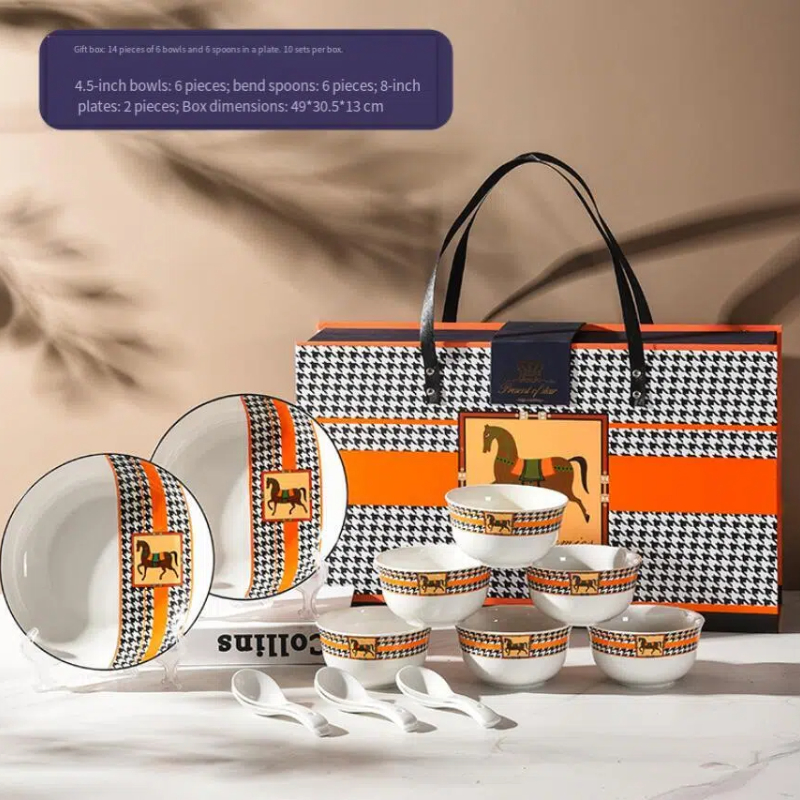 Ceramic Tableware Bowl and Chopsticks Set Gift Box Wedding Highend Light Style Personal Souvenir 250711