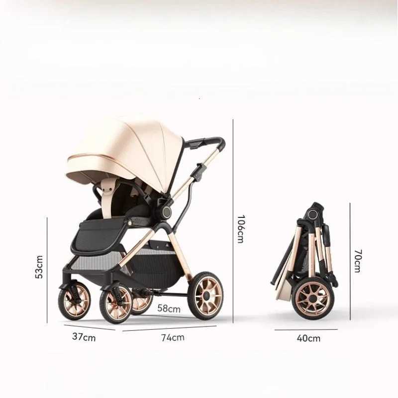 Lightweight Baby Stroller with Shock Absorption Suitable for Outdoor Travel Adjustable Backrest Onetouch Folding W250910