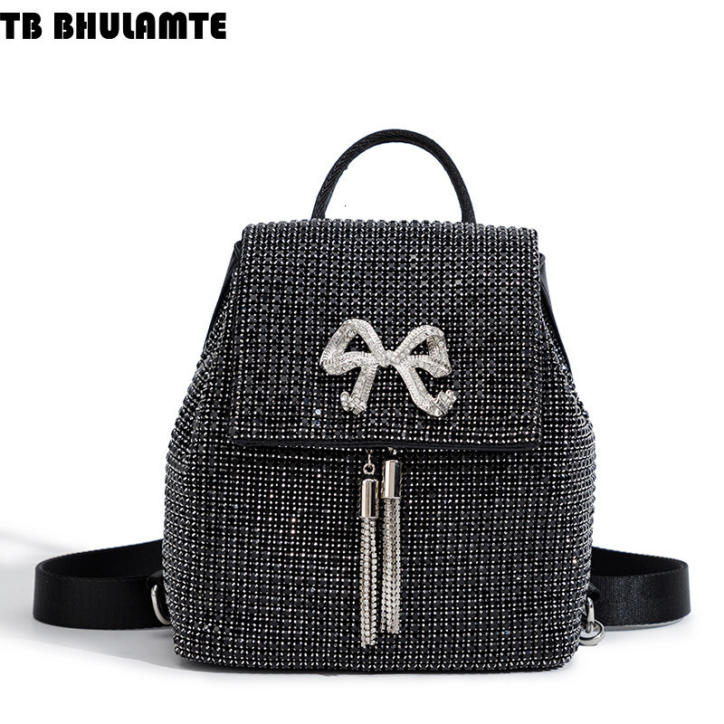 Free Shipping Luxury Bag Designer Bag 2025 New Rhinestone Bag For Women Fashion Simple Inlaid Diamond Backpack Bowknot Tassel Shiny Diamond Evening Ba