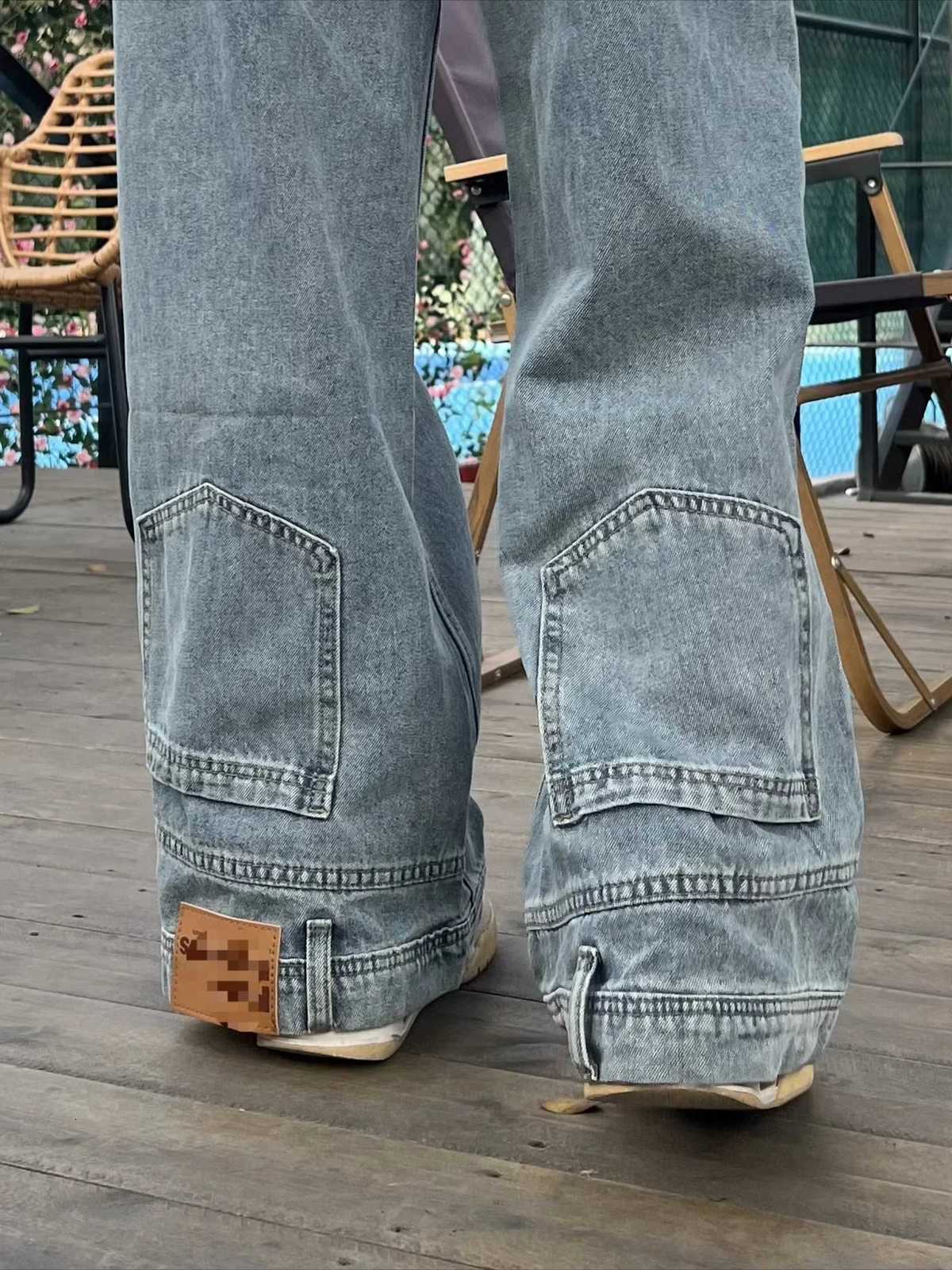 2015 Ins American RETRO Baggy High Waisted Jeans Woman High Street Denim Pants Reversible Trousers Streetwear Loose Z250910