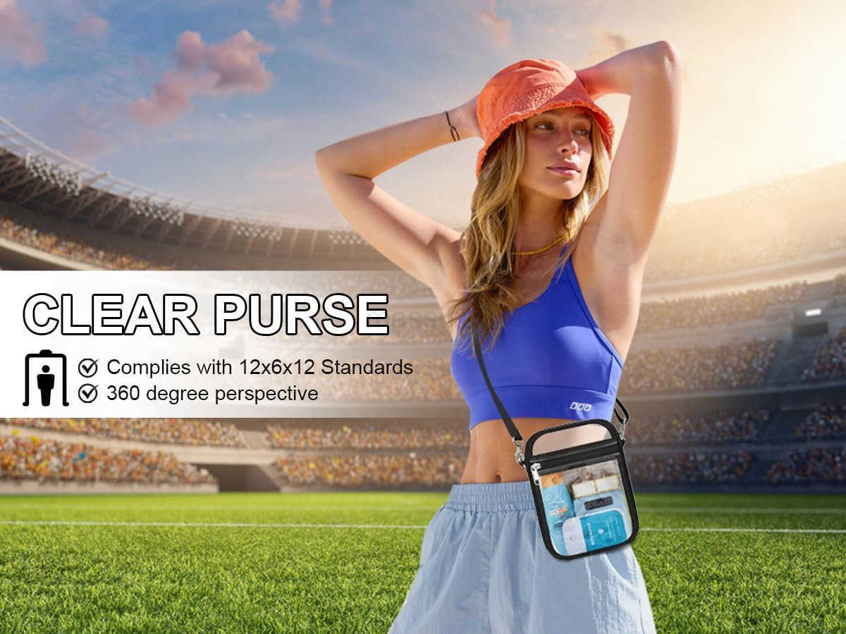 Small Clear Bag Stadium Approved Clear Purses Sports Stadium Events PVC Messenger Bag for Women Girls M250910