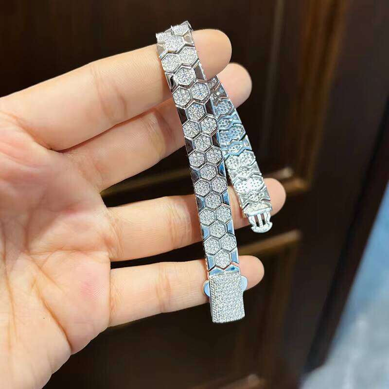 9 Fine Jewelry Honeycomb Design S Sterling Sier Micro pave vvs1 Moissanite Bracelet For man women Gifts