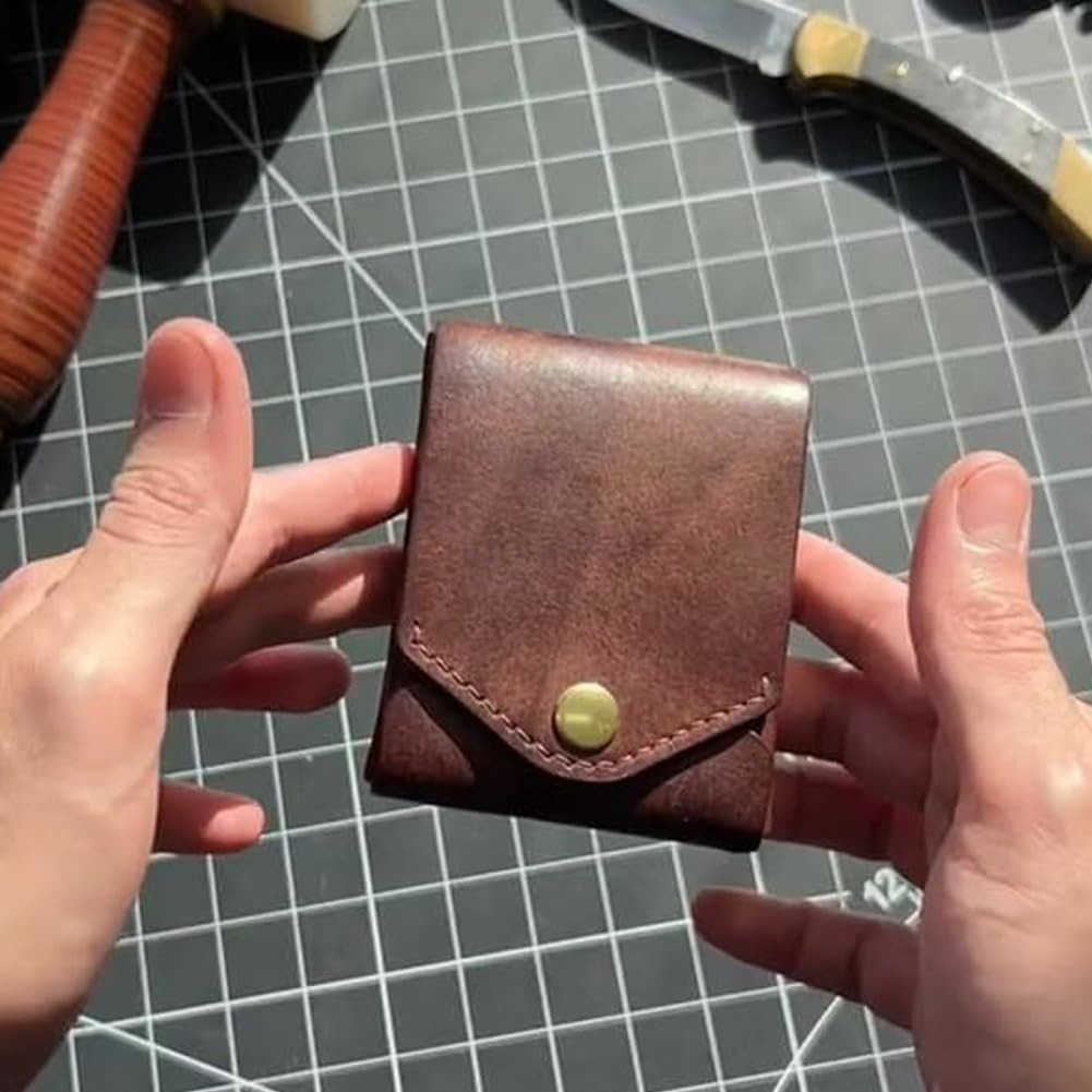Compact Wallet Handmade Faux Leather Banknote Storage with Pen Slot Brown Slim Minimalist Bifold Card Holder for Men Daily Commuting Business TravZ250