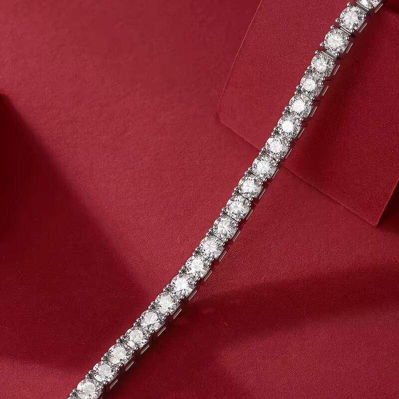 12462 Fine Fashion Sterling Sier and Gold Plated Moissanite Tennis Bracelet for Men & Women Hiphop Rock Style