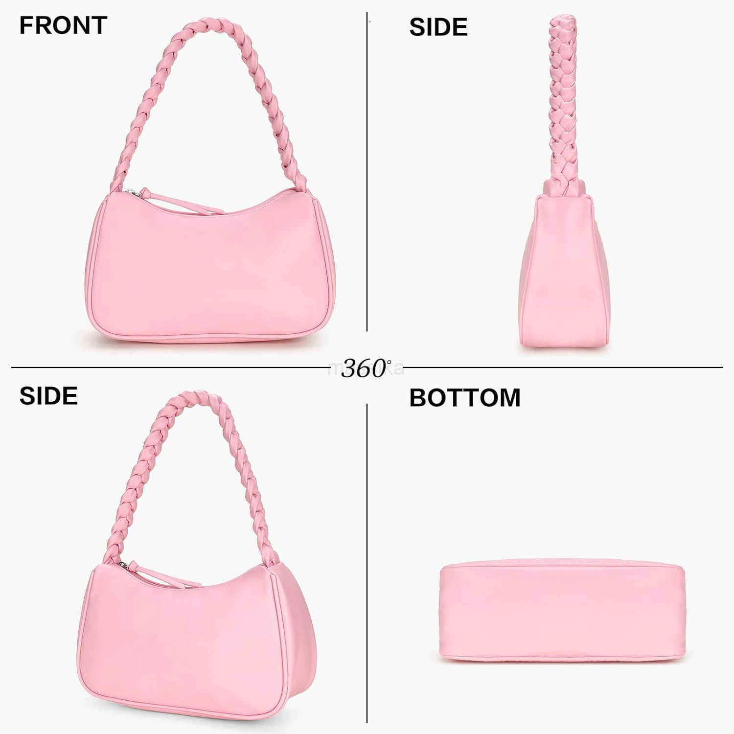 Leather Shoulder Bag for Women Cute Hobo Tote Handbag Mini Clutch Purse with Zipper Closure M250910