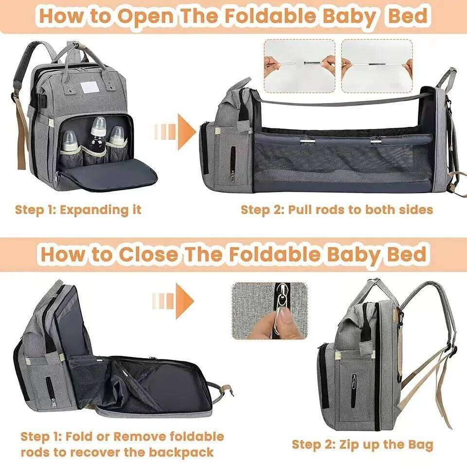 Folding lightweight portable folding crib bed large-capacity baby backpack female mommy outting mummy bag