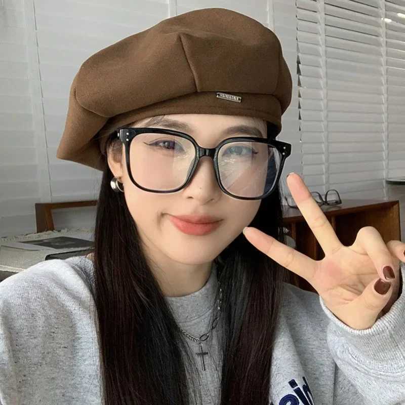 Korean ic Prium Feel Black Beret Spring Autumn Thin Solid Color INS Trendy Versati Painter Hat Simp s for Wen G250910