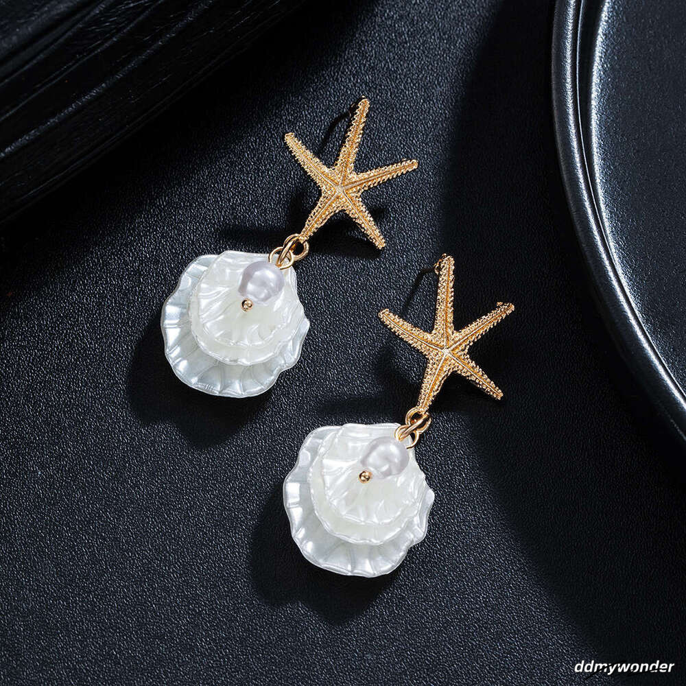Dhcollections Beach - Starfish & Shell Dangle Earrings With Faux Pearls | Summer Vacation Jewelry For Women (2 Styles) ddmywonder ddmywonder