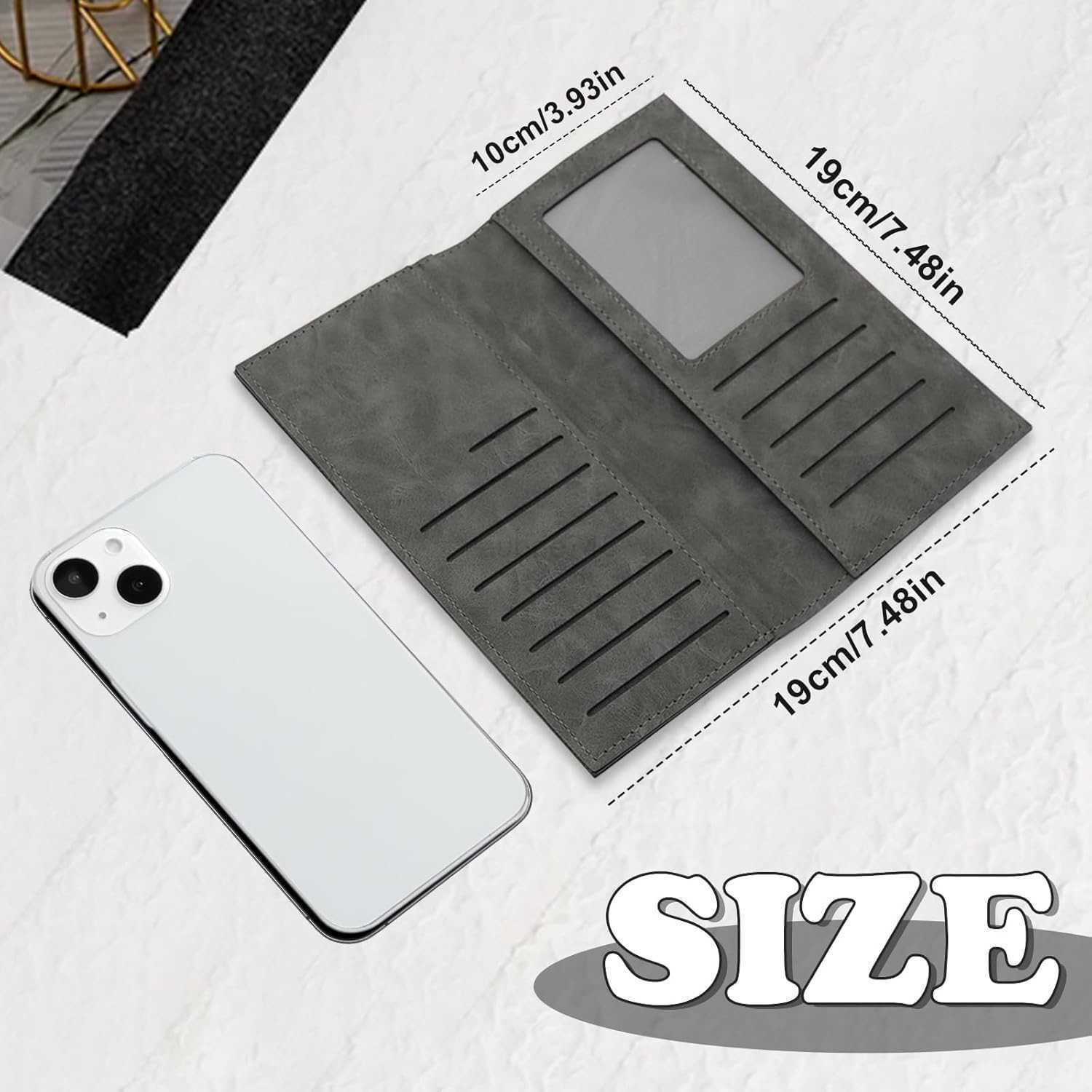 Mens Wallet PU Leather Card Wallet Card Holder Wallet with Multiple Card Slots for Men Long Bifold Travel Wallet Slim Wallet with ID Window for Travel