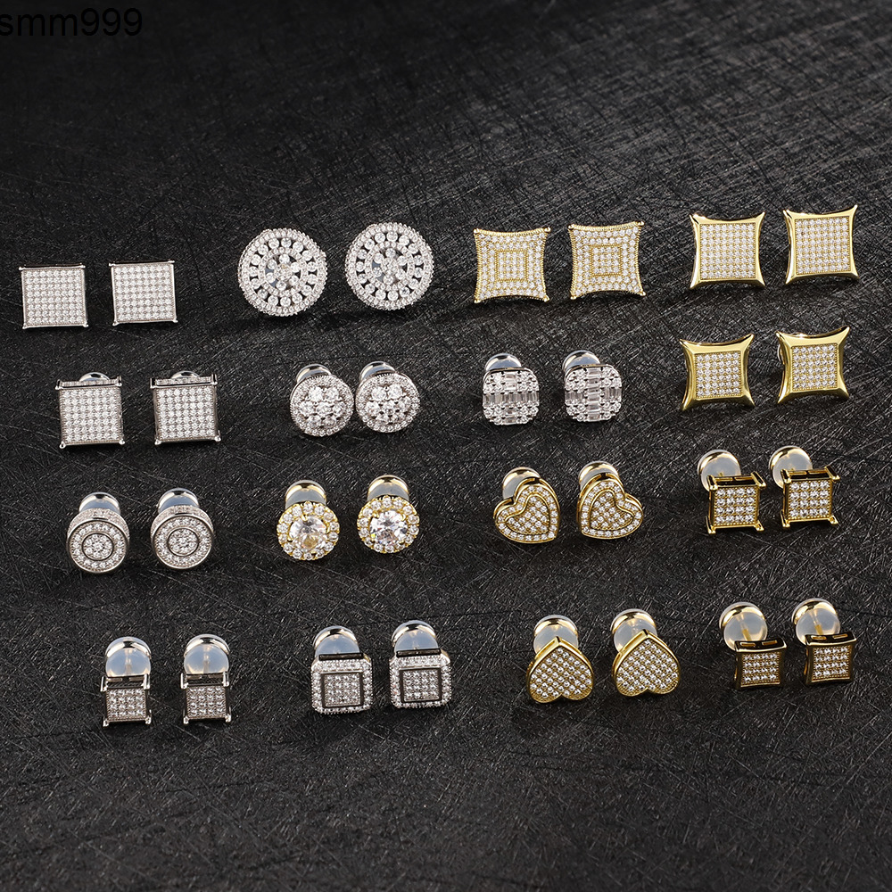 Cities Jewelry Wholesale18k Gold Plated 925 Sterling Silver 5a Cz Diamond Mens Earring Stud Earrings for Men