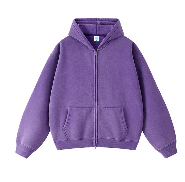 Men's Hoodies Sweatshirts Wholesale streetwear heavyweight oversized vintage acid wash mens hoodie no string zip up 3e