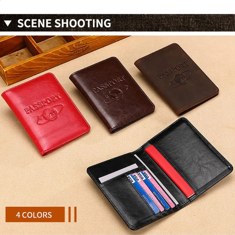 Passport Holder RFID Blocking Genuine Leather on Cover for Passport Bag Multifunctional Travel Air Ticket Leather Case Wallet250906