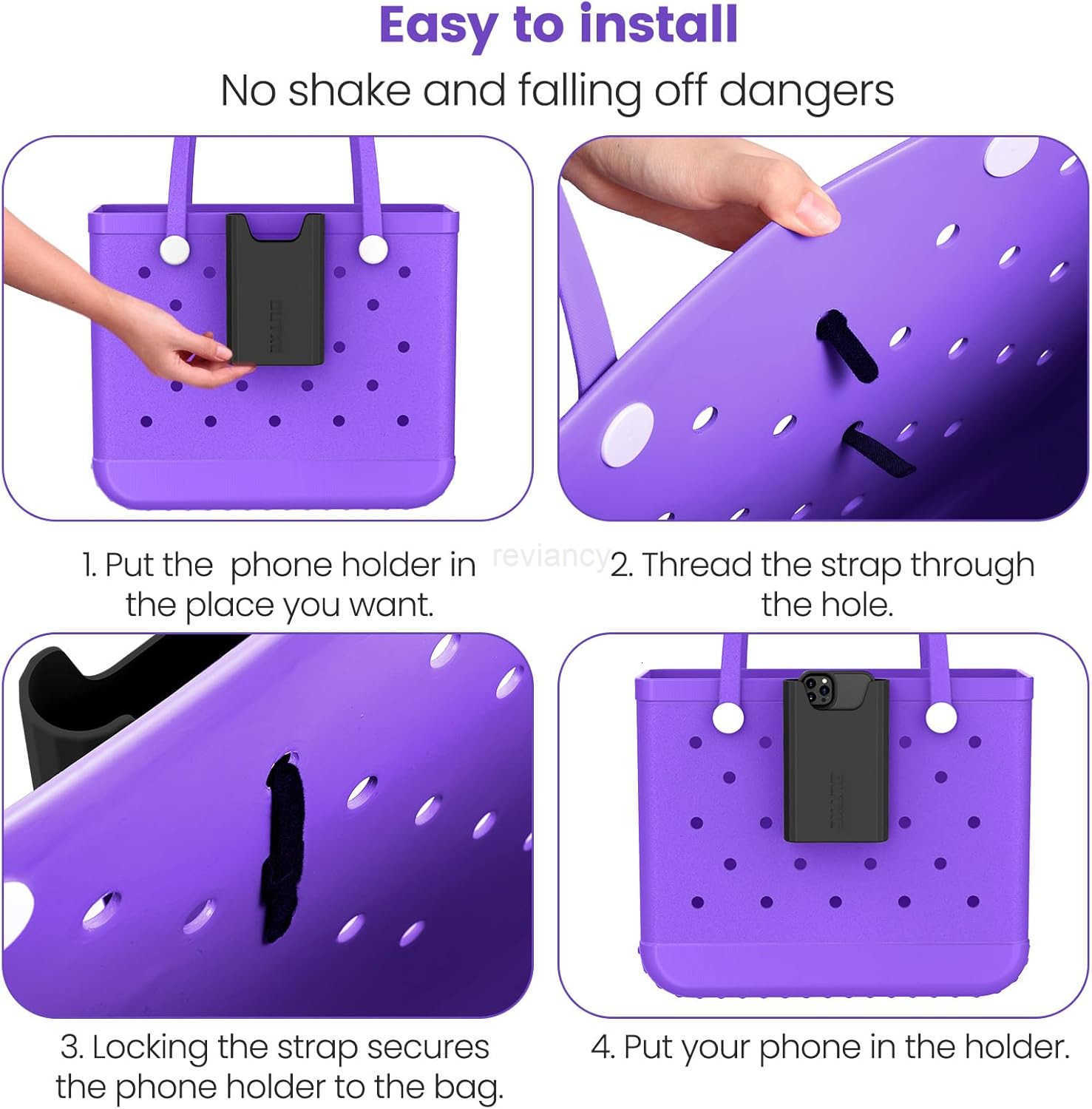 Silicone Phone Holder Accessories for Phone Case Holder Compatible with All Black Cell Phone Insert for Simple Modern Beach BagW250910