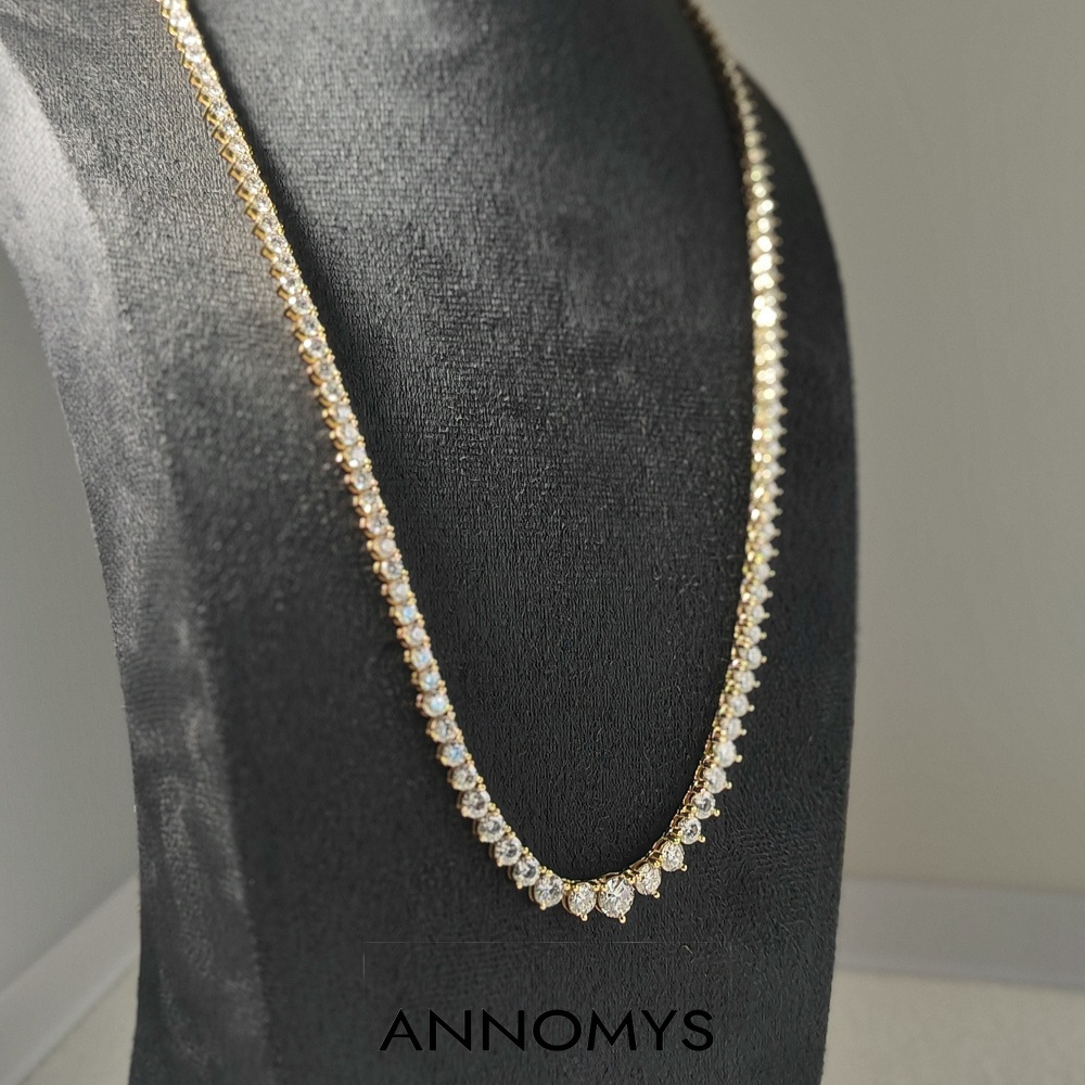 18K Gold Plated Moissanite Tennis Necklace Dazzling Diamond Cut Chain Luxury Gift Jewelry for Women