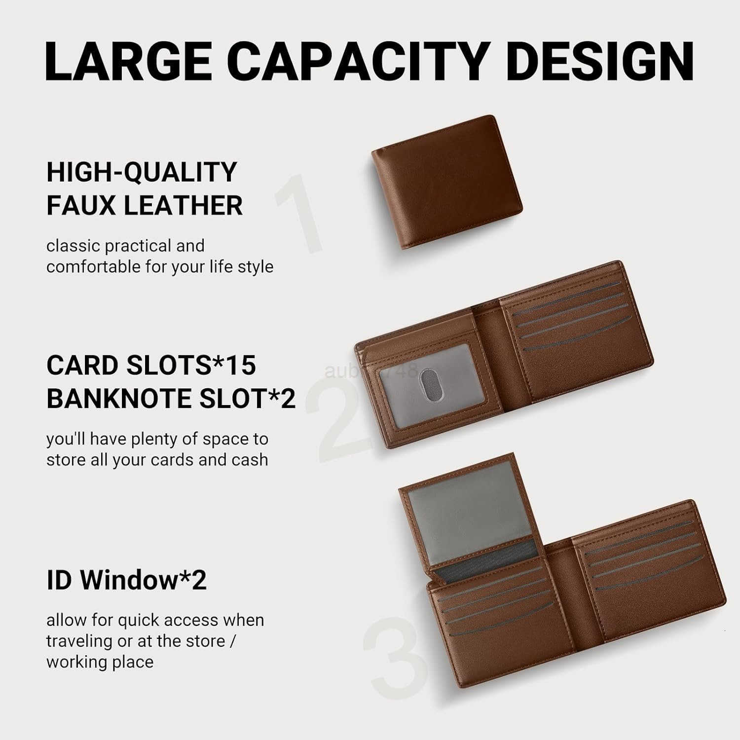 Wallet For Men RFID Blocking Coffee Wallets Bifold Faux Leather Card Holder Front Pocket Mens Accessories With Gift BoxZ250910