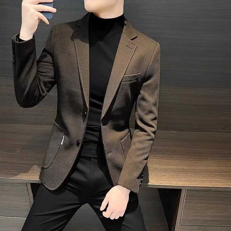 Male Business Blazer Spring Autumn Single Breasted Coat New In High Quality Fashionable Simple Clothing Mens Suit Dress Jackets W250910