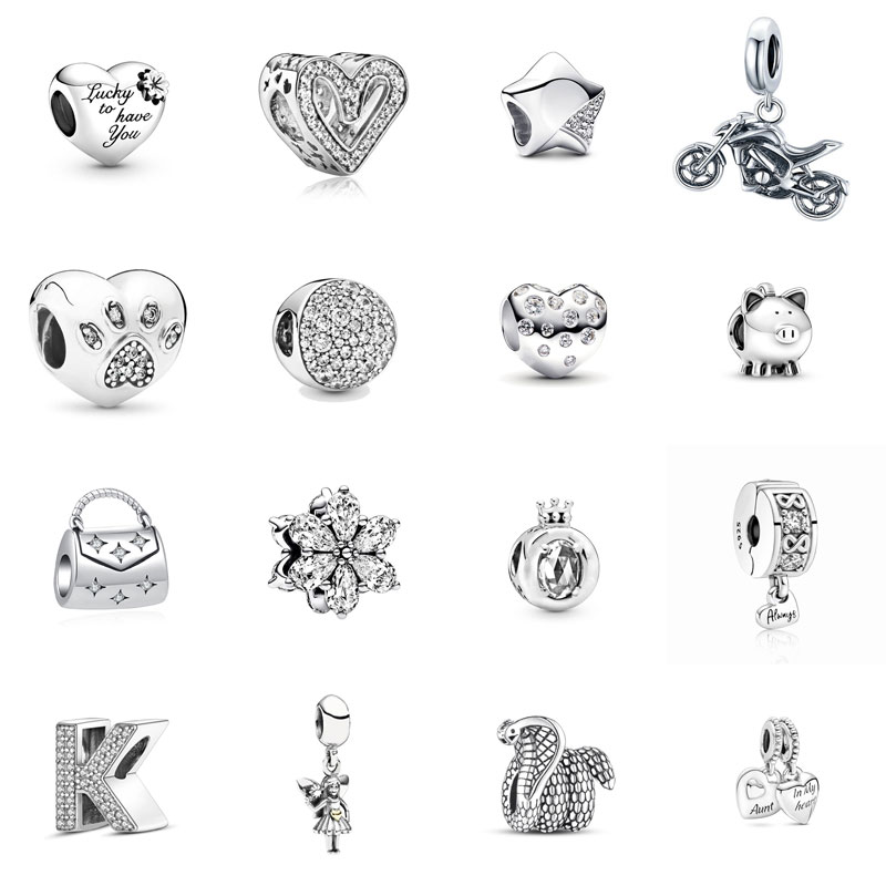 S925 Silver Designer Charm Love Diamond Set Motorcycle Diamond Python Ferris Wheel Bracelet DIY Hanging Bead Free Shipping