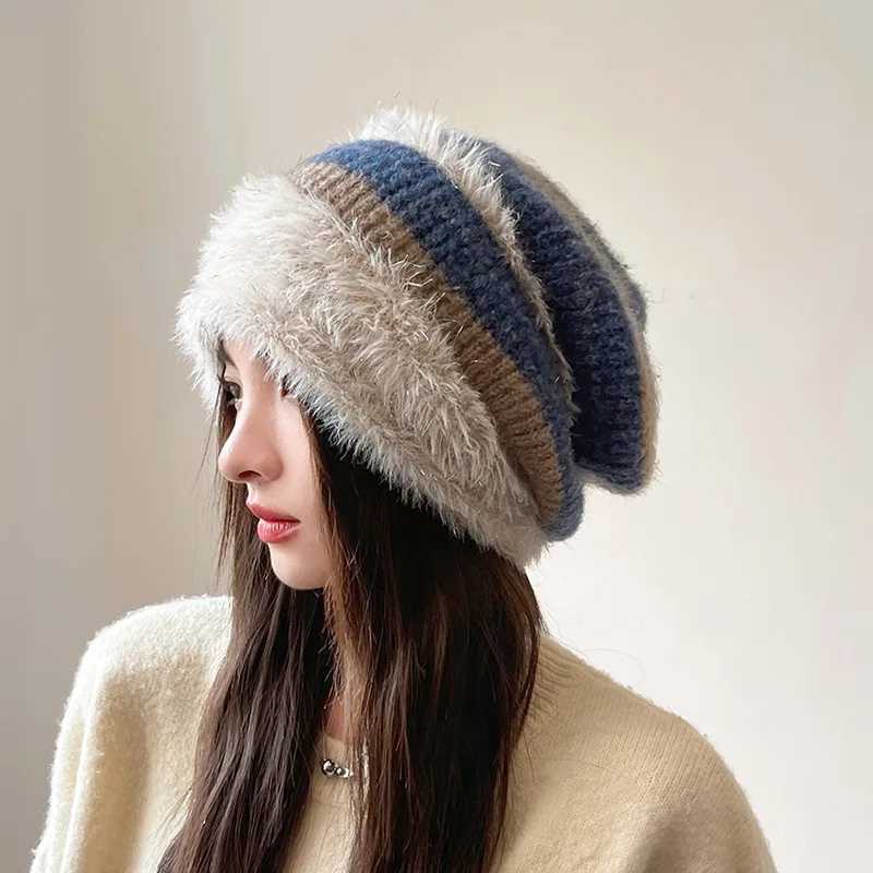 Autumn and winter fashion wens ear protection pi cold windproof and warm s knitted plush winter HatH275 G250910