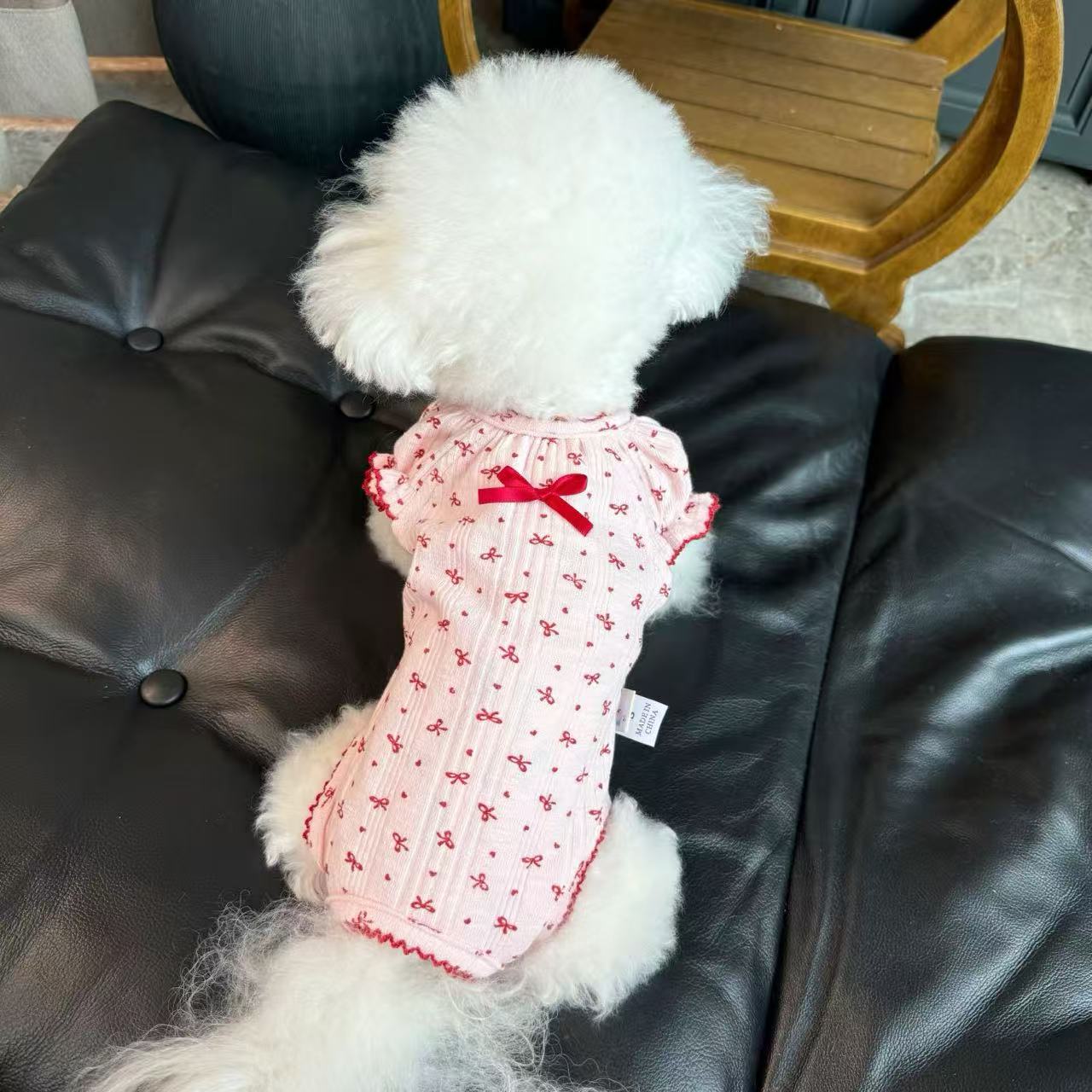 T1176 Five Little White Bears Pet Clothes Autumn and Winter New Plush Striped Cardigan Vest Dog Cat Traction Buckle Jacket