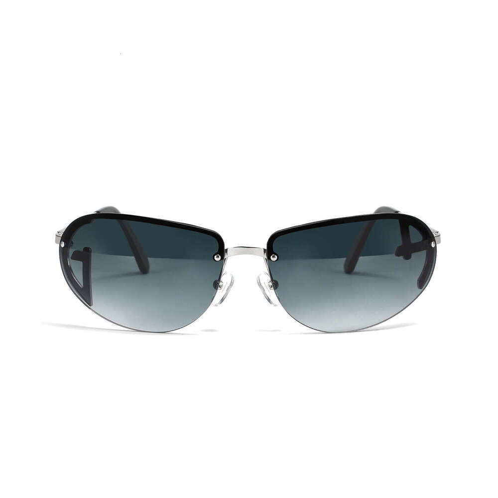 New Y2K Tech Futuristic Cat Eye Half Frame Sunglasses Ins Style Unisex Appeal for Men and Women