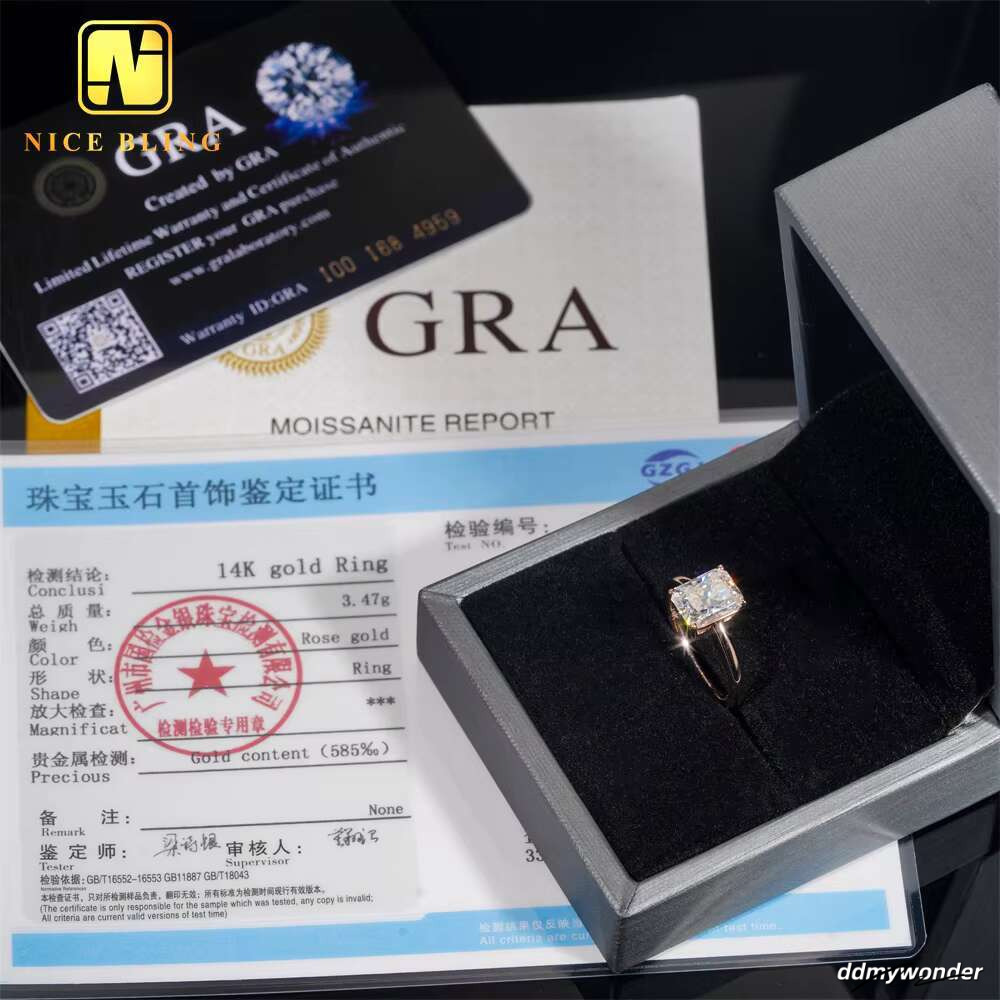 Radiant Cut Dia Engagement Rings: 14K Gold VVS Moissanite Wedding Ring For Women ddmywonder ddmywonder ddmywonder