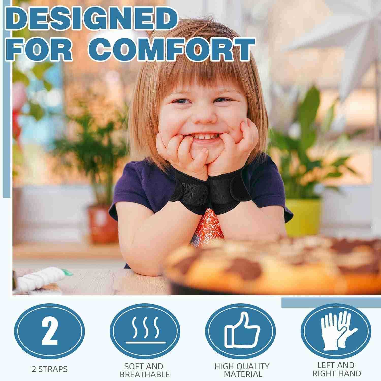 2 Pcs Wrist Brace for Kids Youth Carpal Tunnel Black Profession Wrist Brace Night Support with Adjustable Compression Straps for Children Sports Sleep