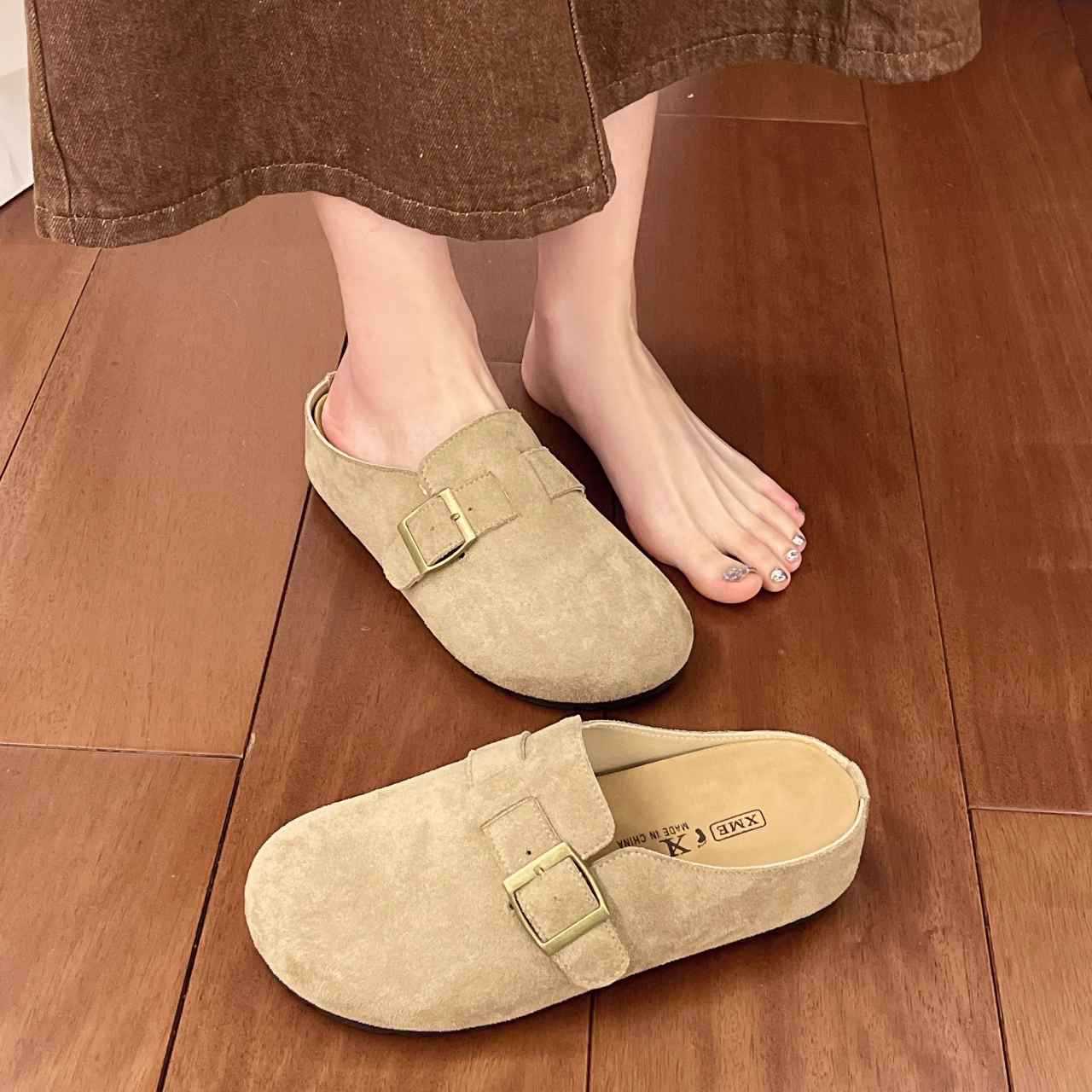 Thick Soled Designer for Women Closed Half Slippers Outdoor Wear New Slip On Mules Comfortable Shoes Single Shoes