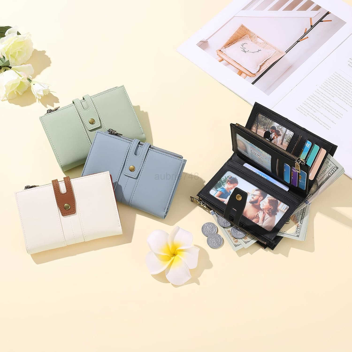Small Wallets for Women RFID Blocking Leather Trifold Clutch Wallet CARD Holder Wallet Card Case Purse with ID WindowZ250910