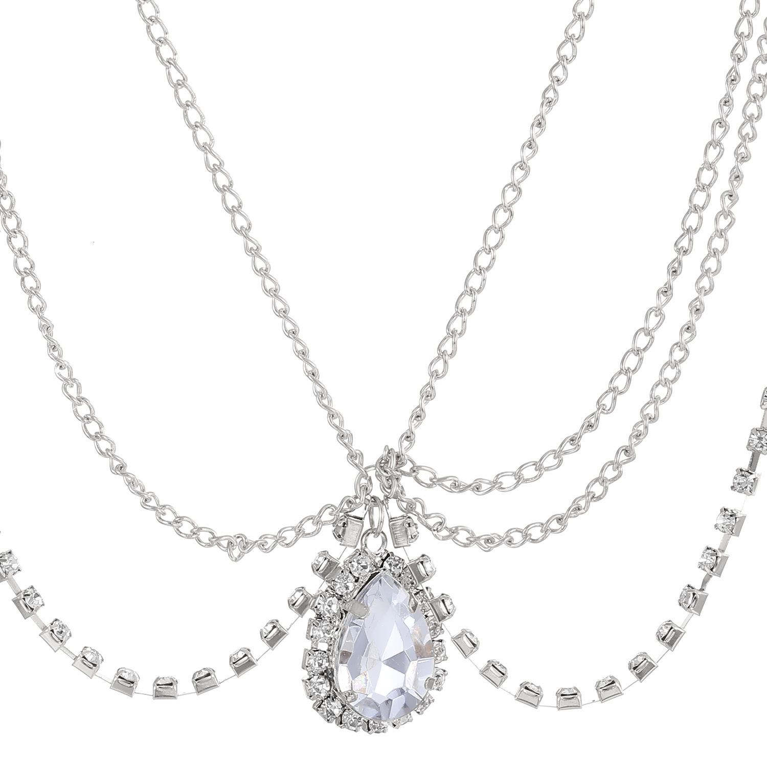 Hot Selling Water Drop Decoration Eyebrow Pendant Hair Accessory Creative Design Multi-Layer Tassel Bride Forehead Chain