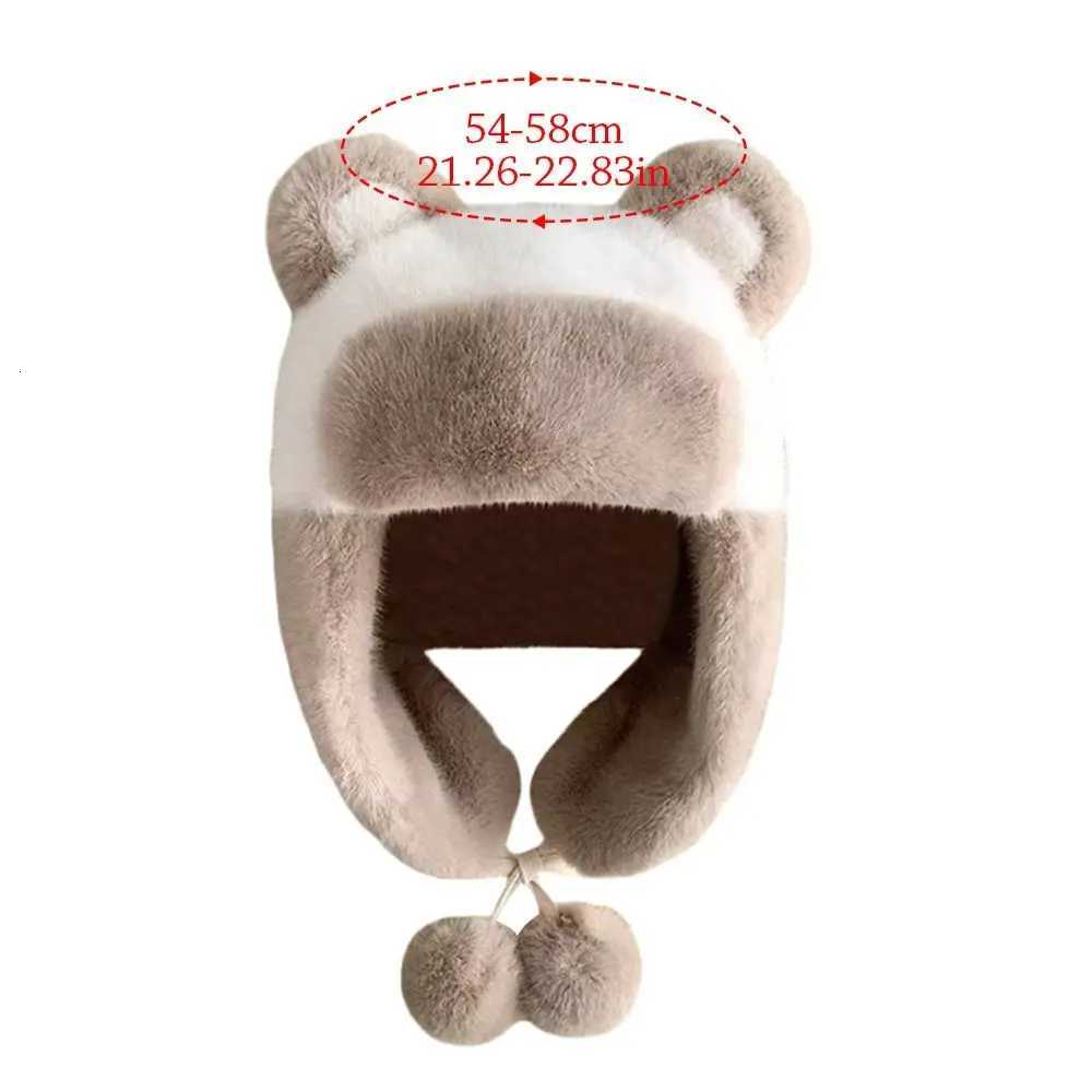 Outdoors Plush Bomber Hat Warm Thick Ushanka Fur Hat Panda Ears Cute Ski Russian C for Men WomenXJ250910
