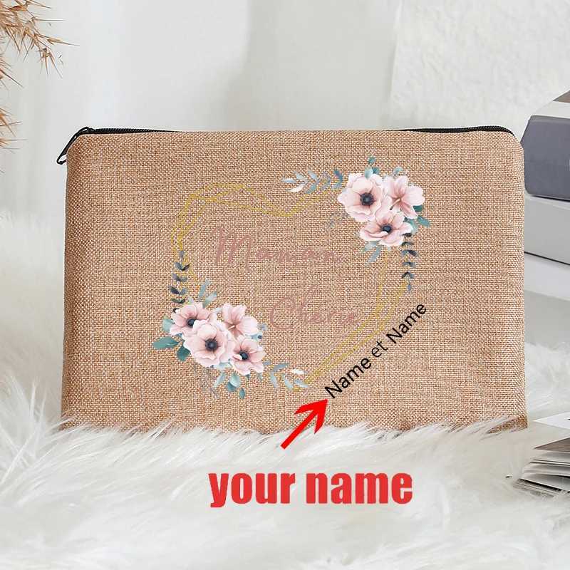 Personalized with Name Dearest Boho Flowey Garland Patterns Makeup Bag Travel Pouch Storage for Women Grandpas Family GiftsXJ250910
