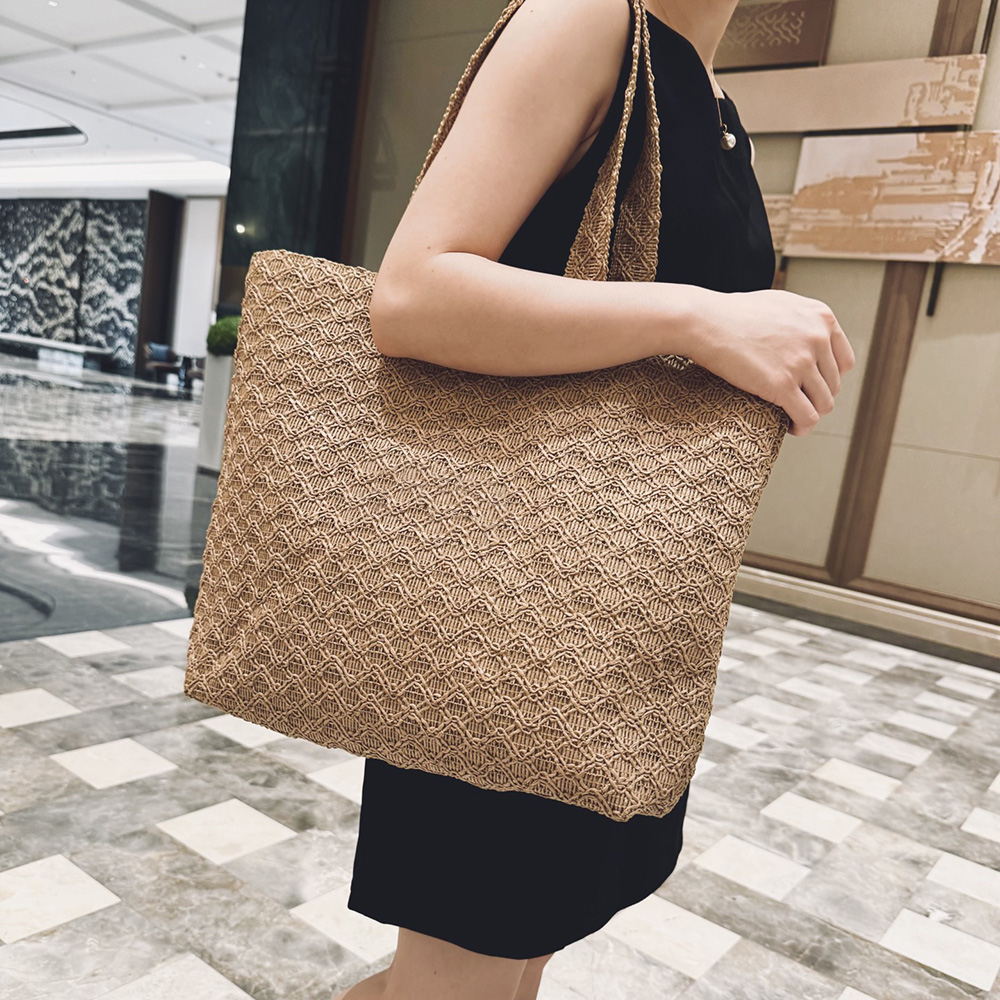 Designer Women Lady Straw Shoulder Beach with Handle Giveaway Lunch Bag Cosmetic Beauty Pouch Makeup Organizer Box Storage Case