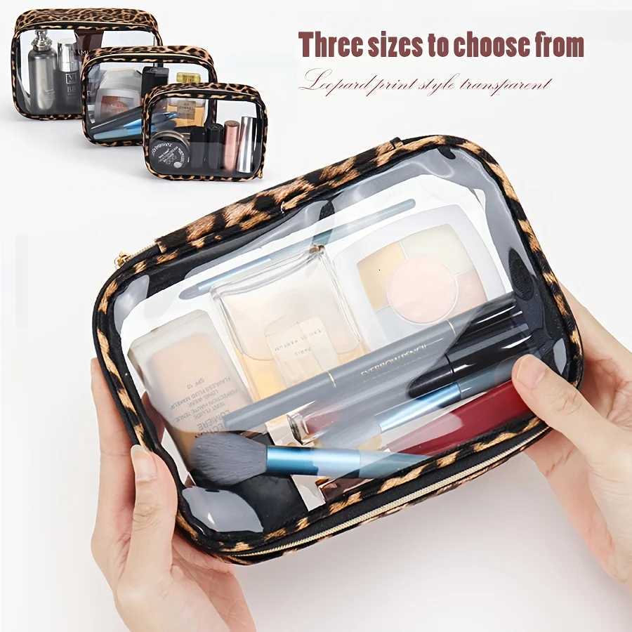 Leopard Print Clear Makeup Bag Waterproof Large Capacity Travel Cosmetic Organizer with ZipperXJ250910