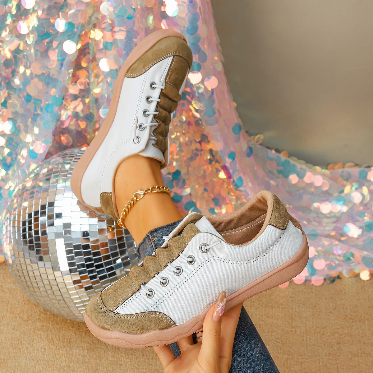European and American women's autumn new designer shoes, fashionable casual cloth shoes, student white shoes, sports shoes